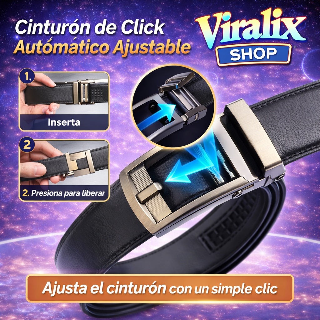Cinturón de Click Automático Ajustable Negro – Elegancia y Comodidad sin Agujeros