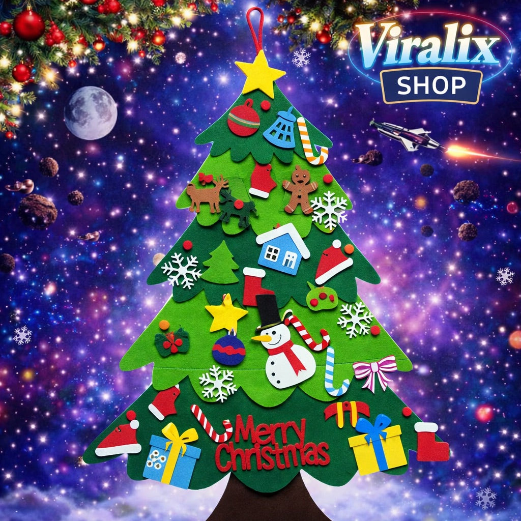 Árbol de Navidad de Fieltro para Niños (32 Piezas) – Diversión Creativa y Segura