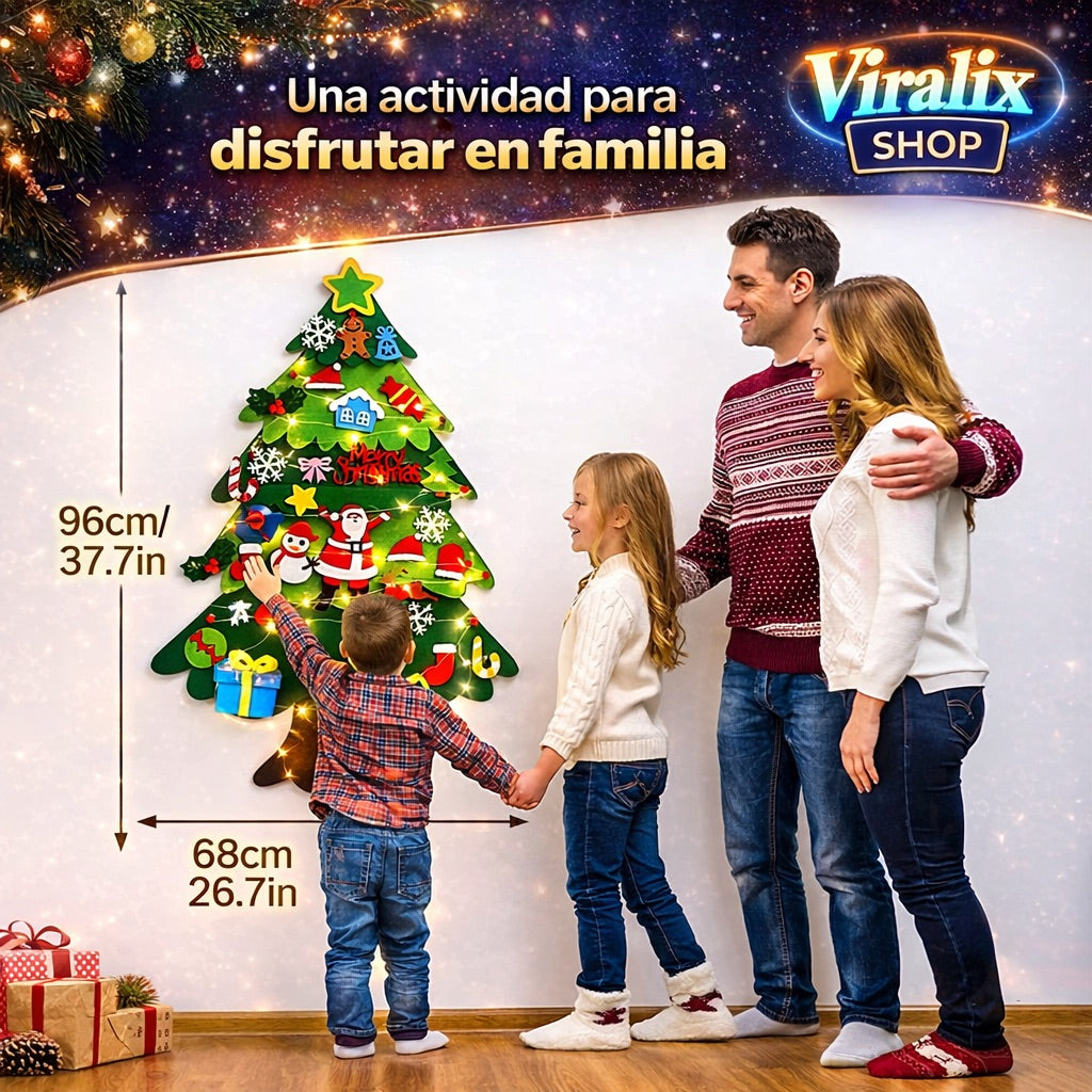 Árbol de Navidad de Fieltro para Niños (32 Piezas) – Diversión Creativa y Segura