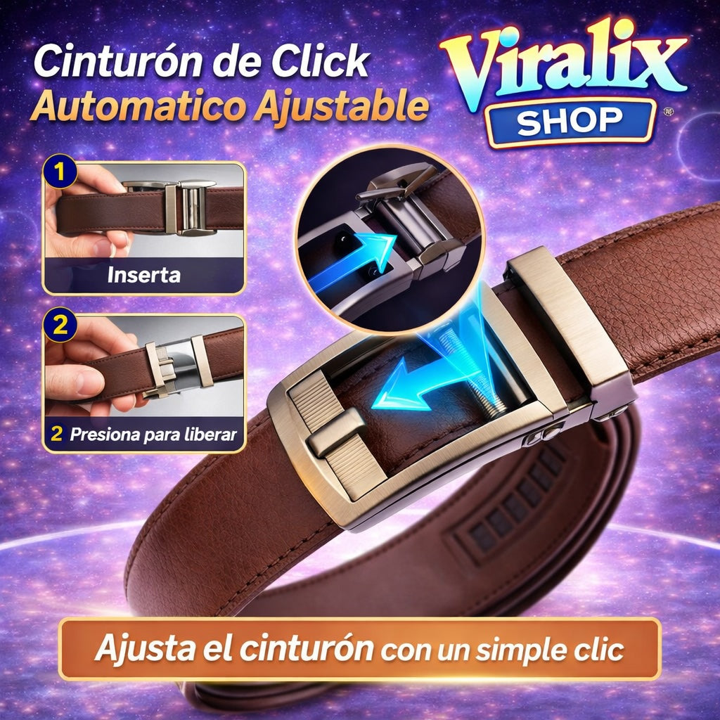 Cinturón de Click Automático Ajustable Marrón – Estilo Clásico con Ajuste Perfecto