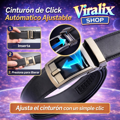 Cinturón de Click Automático Ajustable Negro – Elegancia y Comodidad sin Agujeros
