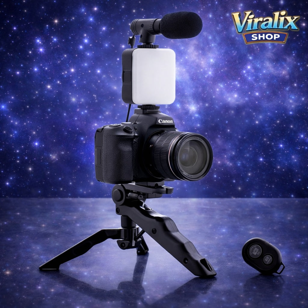 Kit Profesional de Grabación para Smartphone/Cámara con Luz LED, Micrófono y Trípode