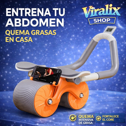 Rodillo Abdominal con Apoyabrazos, Temporizador y Soporte para Móvil