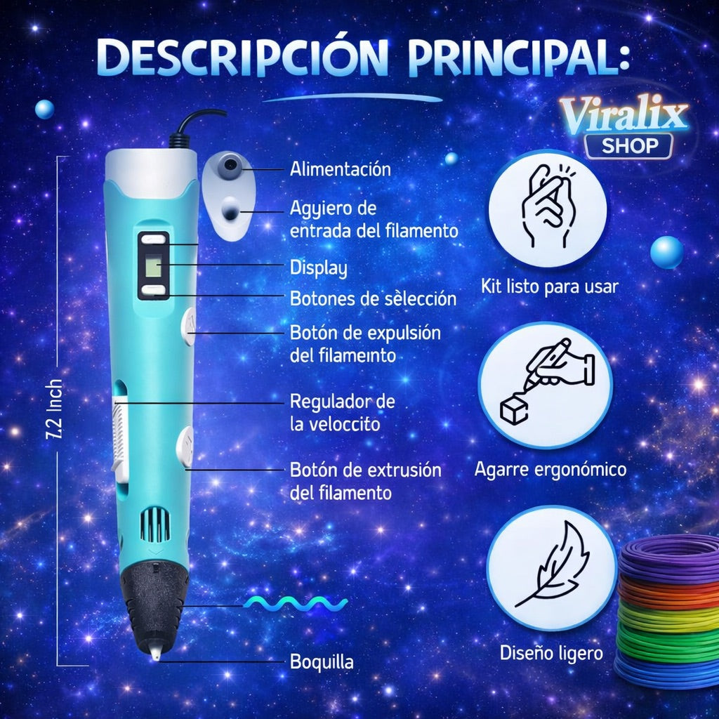 Bolígrafo 3D Profesional – Crea Sin Límites