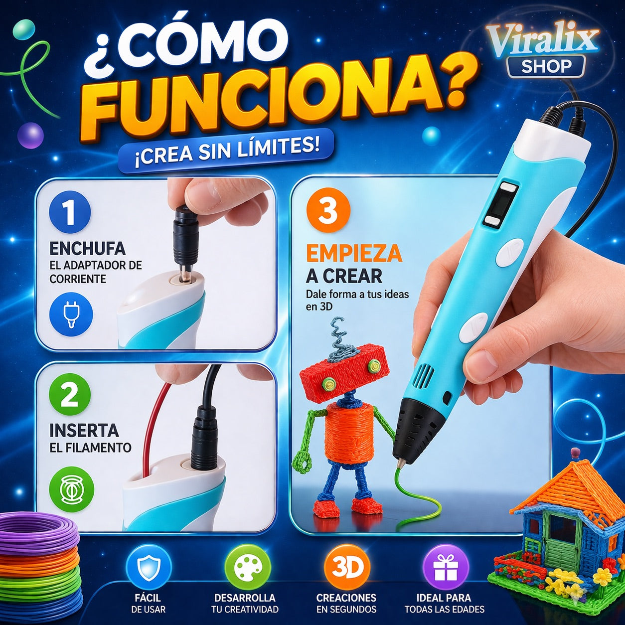 Bolígrafo 3D Profesional – Crea Sin Límites