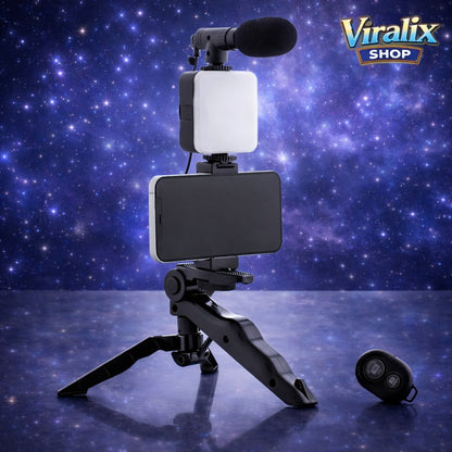 Kit Profesional de Grabación para Smartphone/Cámara con Luz LED, Micrófono y Trípode